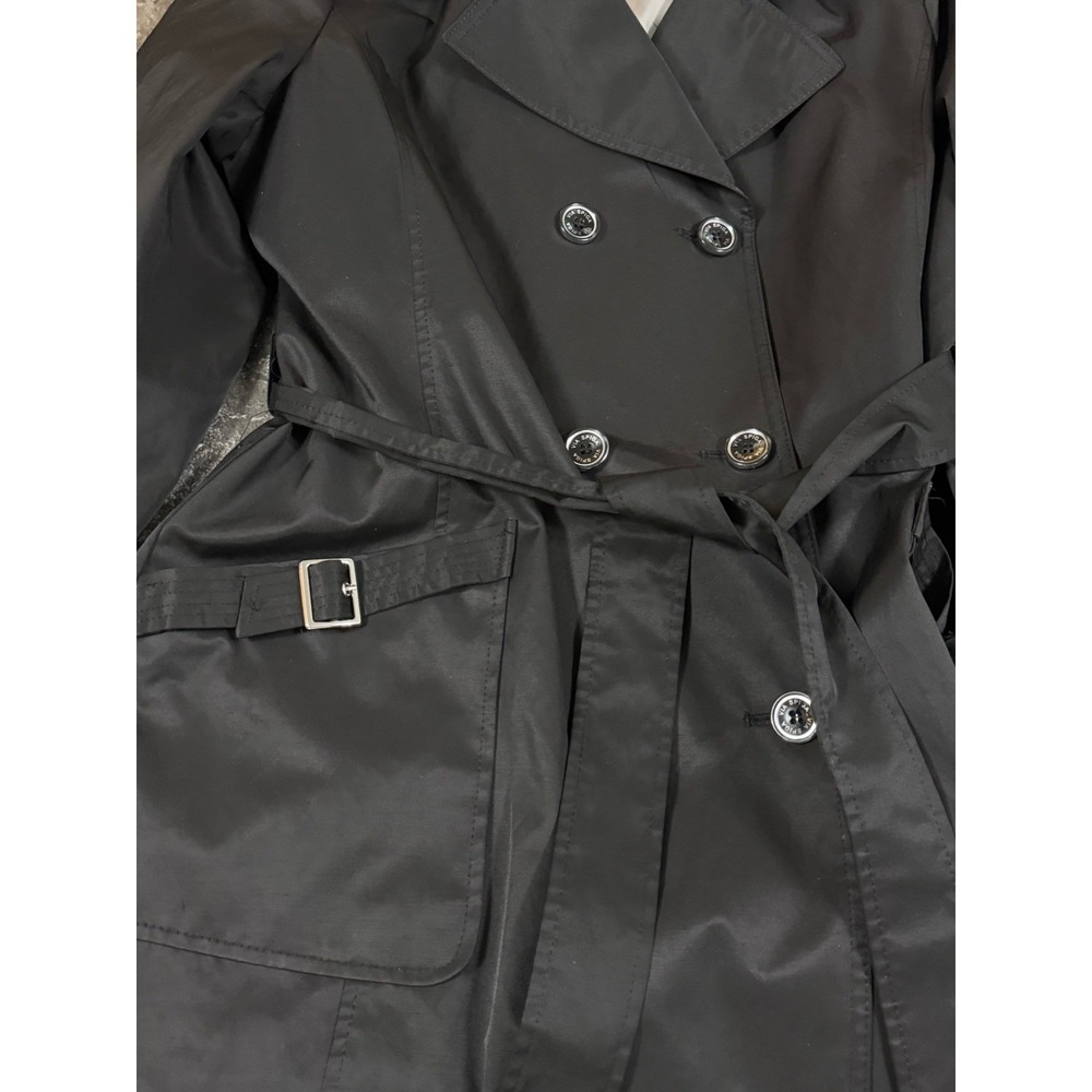 Via Spiga Womens‎ Double Breasted Belted Trench Coat Lined Pockets Black Sz XL - Picture 7 of 15
